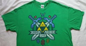 vintage Zelda Legends Live Forever Green Gildan XL Adult short sleeve t-shirt - Picture 1 of 4