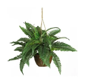 Nearly Natural 18in. Boston Fern Silk Hanging Basket native  tropics - Picture 1 of 2