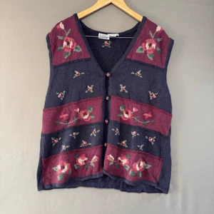 Capacity Women’s Knit Sweater Vest Size 2XL Ramie Cotton Blend Vintage 90s - Picture 1 of 9