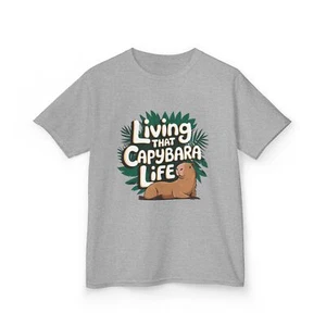 Living That Capybara Life Kids Tee, Fun Nature Shirt, Pet Lover Gift, Animal Tee - Picture 1 of 85