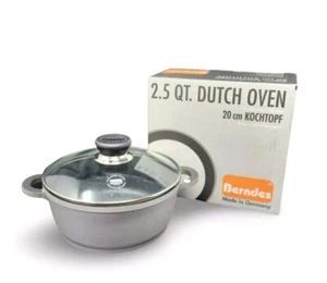 NIB Berndes 2.5 Quart Nonstick Dutch Oven Silver w Glass Lid NEW Handle Covers - Picture 1 of 24
