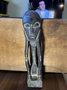 Vintage Hand Carved Tribal African Statue Man With Head In Hands 12” - Picture 1 of 5