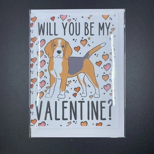 Beagle Valentines Day Love Card Handmade Holiday Dog VDay Card for All Ages - Picture 1 of 12