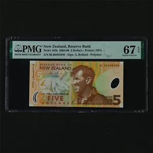 2003-09 New Zealand Reserve Bank 5 Dollars Pick#185b PMG 67 EPQ Superb Gem UNC - Picture 1 of 4