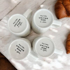 United Airlines Basketweave Design Mugs Set Of 4 Coffee Collectible New - Picture 1 of 13