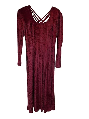 Maxi Vestido Vintage Moda Bug Rojo Terciopelo Para Mujer Talla 8 Alto Foto 1 de 4