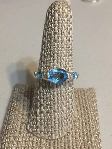 Sarah Coventry 925 Sterling Silver BLUE TOPAZ RING, size 9, NEW