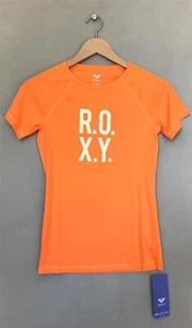Roxy Womens M UV TEE Short Sleeve Rash Vest Rashie Swim Shirts - Orange Rrp $50 - Picture 1 of 2