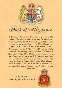 British Army Oath Of Treue ACC Army Catering Corps - Bild 1 von 2