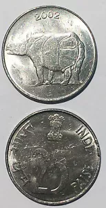 India 25 paise rhinoceros 2001 19mm steel coin unc 1 PCS - Picture 1 of 1