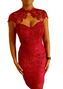 Lipsy VIP Bodycon Kleid 12 Anlässe Hochzeit Party rot bestickt Midi Spitze - Bild 1 von 24