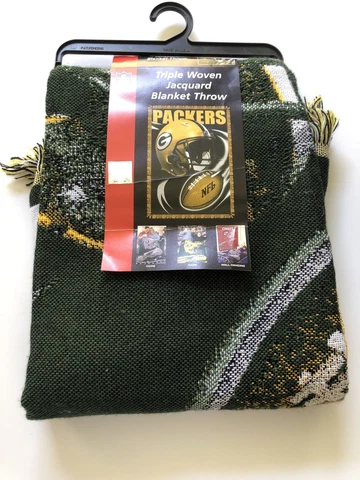 Northwest NFL Green Bay Packers FOOTBALL Jacquard Throw Blanket 48 X 60 Vintage Cover