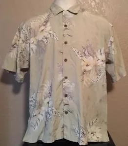 Tommy Bahama Herren Größe Large Seide Baumwollmischung Blumenmuster Hawaii Camp Hemd - Bild 1 von 6