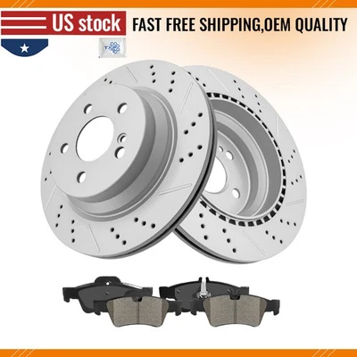Rotores de disco de freio traseiro e pastilhas de freio para Mercedes-Benz E350 E400 CLS500 CLS400 - Imagem 1 de 4