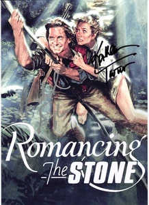 KATHLEEN TURNER & MICHAEL DOUGLAS signed 12 X 8 ½  w. COA ...ROMANCING THE STONE - Picture 1 of 4