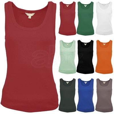 Ladies Cotton Rich Vest Top ex M S Summer Sun Ribbed Stretch Sleeveless UK Size - Image 1 of 4