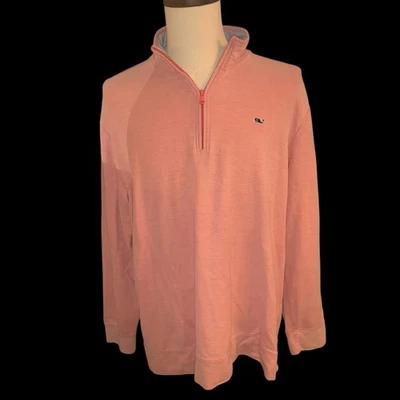 Pullover Vineyard Vines Hombres 2XL Manga Larga Cuarto 1/4 Cremallera Rosa Ballena Excelente Foto 1 de 4