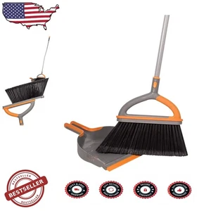 Besen und Kehrschaufel Set robuste Nylonborsten orange ergonomisches Design - Bild 1 von 4