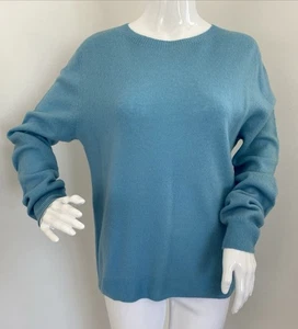 12/M Blue Pure Wool Lightweight Knit Pullover Sweater Long Sleeve Jumper Warm - Picture 1 of 10