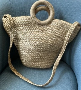 Zara Trafaluc Collection Ratan Beach Bag Shoulder Purse Boho Resort - Picture 1 of 7