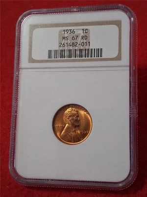 1936  LINCOLN WHEAT BACK CENT NGC MS 67 RD                               #DRF-21 - Image 1 of 3