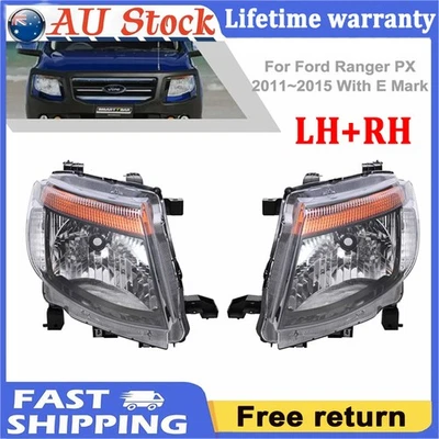 NEW For Pair LH+RH Head Light Lamp Black Ford Ranger PX 11~15 XL XLS Wildtrak - image 1 of 4