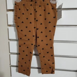 Baby Leggings Size 6-12 Months Brown With hearts - Picture 1 of 3