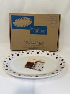 Pampered Chef Simple Additions Dots Oval Platter Discontinued #2083 Box-EUC - Image 1 of 4