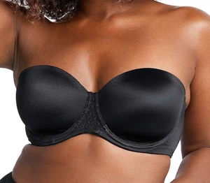 42C NEW Bali Ultimate Stay In Place Smoothing Strapless Underwire Bra 6599 Black - Picture 1 of 5