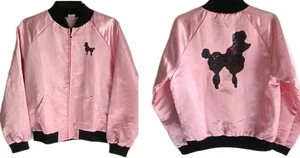 Pink Satin Ladies Size MEDIUM Sequin Poodle Jacket 50s Spirit Halloween, EUC - Picture 1 of 19