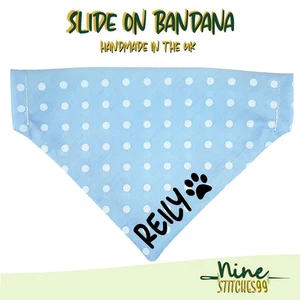 Handgefertigtes personalisiertes Hunde Bandana Ansteckhalsband Halstuch Schal ein Name - Bild 1 von 9