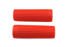 V-Twin 28-0167 Red Replica Rib Style Hand Grip Set  - Picture 1 of 1