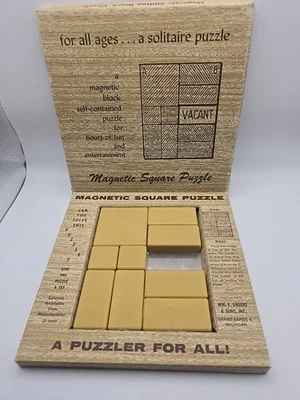 Vintage 1961 Magnetic Square Puzzle Solitaire Puzzle Drueke & Sons - Image 1 of 4