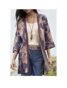 *Peruvian Connection* Kagami Kimono Jacquard Knit Cardigan Pima XL NWT RP £272 - Picture 1 of 14