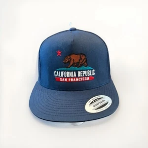 California Republic San Francisco State Flag Mens Navy SnapBack Hat Cap NWT - Picture 1 of 9