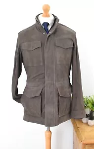 Giacca da campo HACKETT capra scamosciata £ 650 taglia small 38/48 M65 pelle tortora utility - Foto 1 di 23