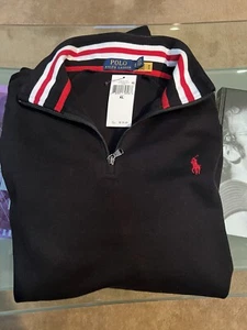 Ralph Lauren Polo Double-Knit Quarter-Zip Pullover In Black Size XL Brand New - Picture 1 of 3