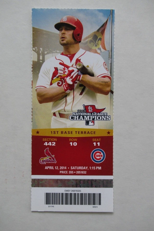 Boleto completo St. Louis Cardinals vs Chicago Cubs 12/04/2014 ~ Lake/Adams HRs Foto 1 de 1