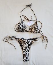 Reina Olga Ladies Leopard Print 2 Piece Love Triangle Bikini Set Size 2 (M) New