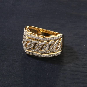 10K Yellow Gold 0.50CT TW Diamond Cuban Link Men's Ring - Imagen 1 de 8