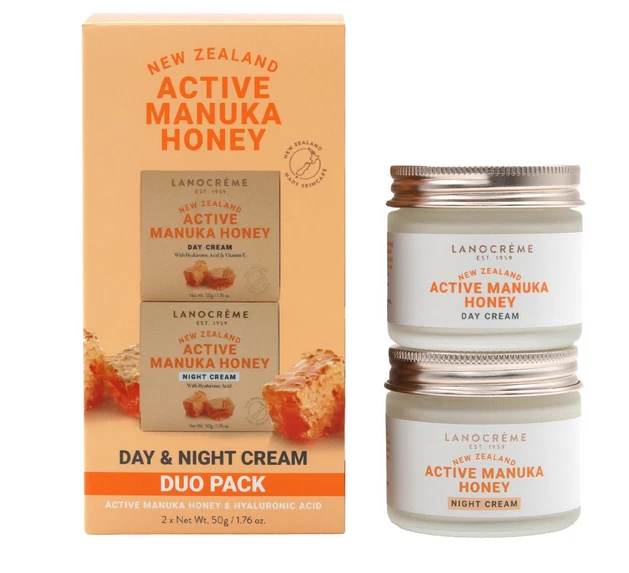 Lanocreme Active Manuka Honey Day & Night Cream SET With Hyaluronic Acid SEALED - Image 1 of 3