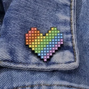 Rainbow Pixel Heart Enamel Pin - Gaymer - Gay Pride - Queer Gear - Picture 1 of 6