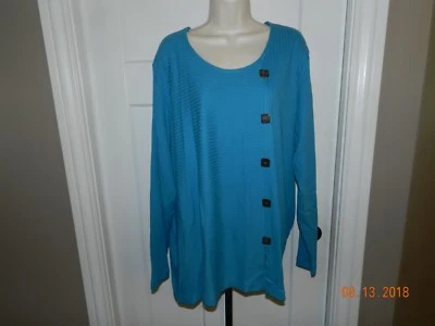 Blair в любое время верхний размер 3XL бирюзовый в полоску с длинным рукавом новый с Ярлыками - Изображение 1 из 3