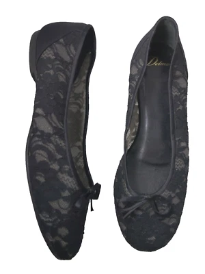 $149 DELMAN 7 N Shoes Ballet Flats Black Lace Bow Gorgeous - Image 1 of 4