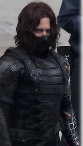 Captain America The Winter Soldier Bucky Barnes Black Leather Jacket & Vest - Picture 1 of 4