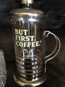 ALFRED FRENCH PRESS COFFEE MAKER "BUT FIRST, COFFEE" - Picture 1 of 4