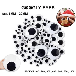100-1000pcs Googly Eyes Self-Adhesive Stick On Moving Mixed Sizes Arts Crafts UK - Picture 1 of 24