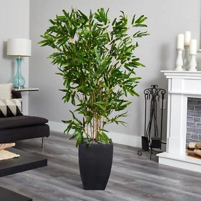 5’ Bamboo Artificial Tree in Planter Real Touch UV (Indoor/Outdoor). Retail $269 - Image 1 of 4