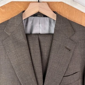 Hart Schaffner Marx Suit Mens 38S Brown 2 Button Pants 32x30 Pleated Knit - Picture 1 of 22