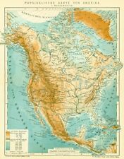 Landkarte anno 1904 - Nordamerika - Kanada USA Mexiko Karibik - Rocky Mountains